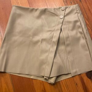 Tan faux leather skort